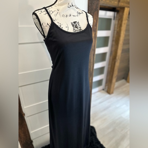 Byer Too! Black Slip Dress Medium Spaghetti Strap Long Lounge Wear - Picture 9 of 9